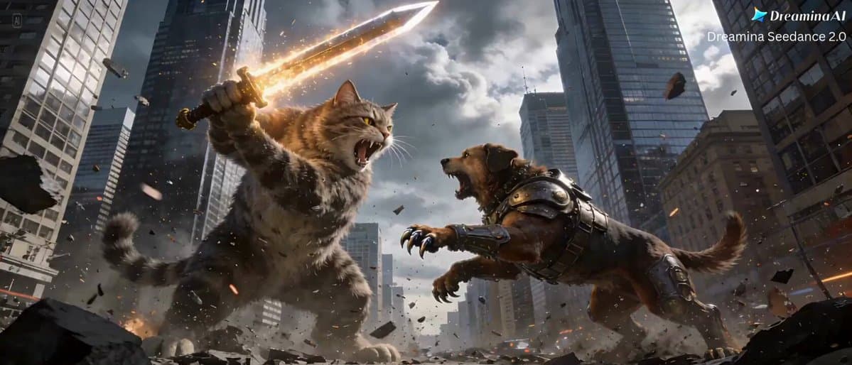 Cat vs Dog Battle Prompt for Dreamina Seedance 2.0 preview