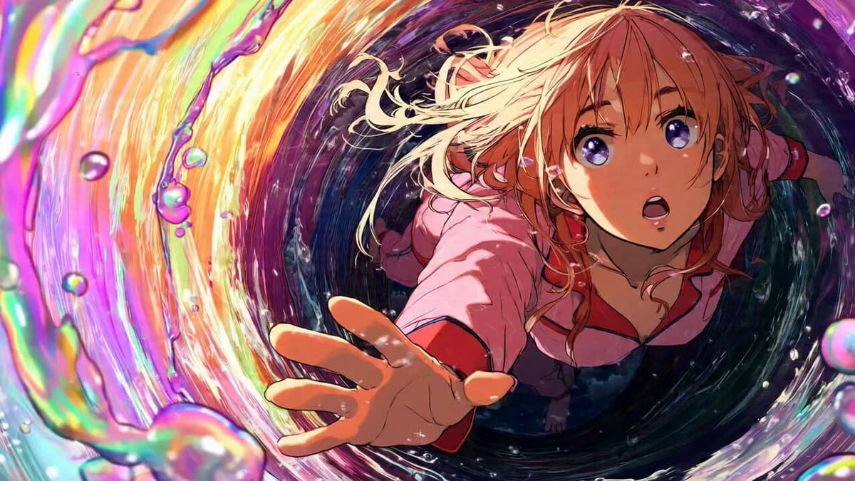 Girl Falling Through Digital Tunnel Video Prompt preview