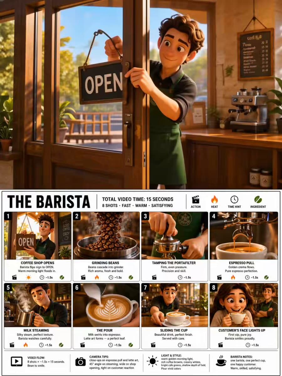 Pixar Style Barista Animation Sequence preview