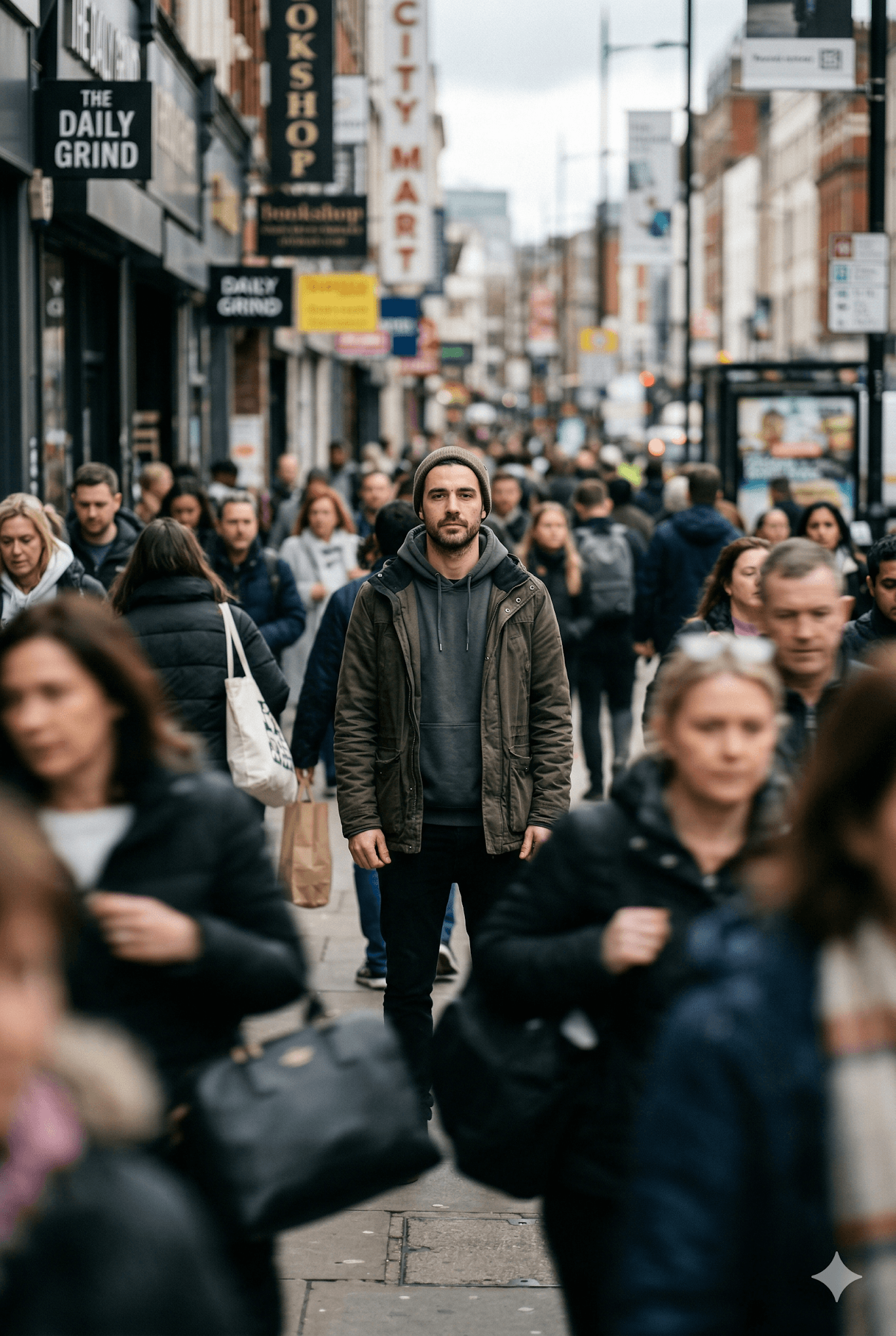 Cinematic Man Standing Still In The Middle Of A preview