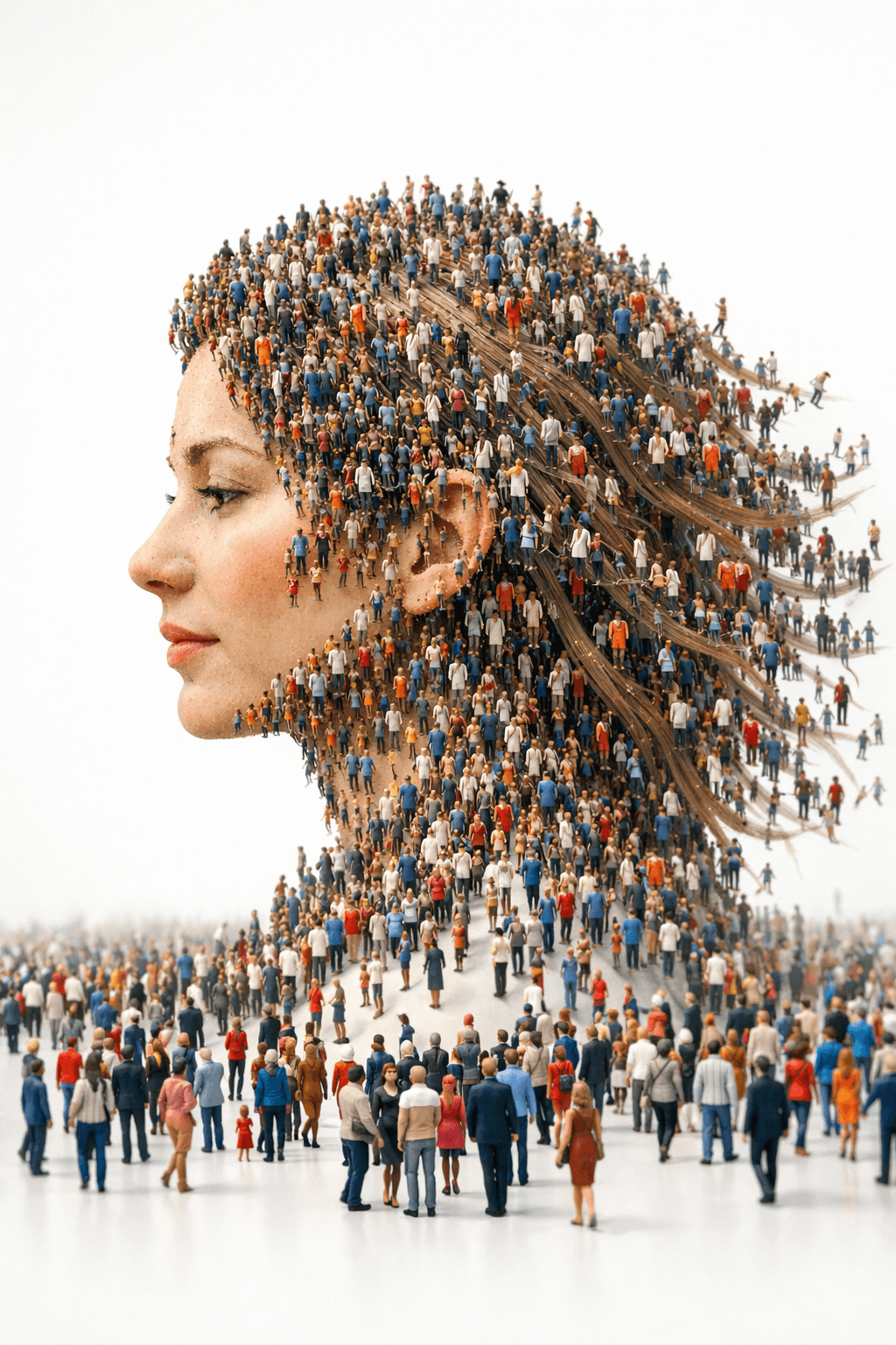 Surreal And Hyper-realistic Image Of A Woman’s Profile preview