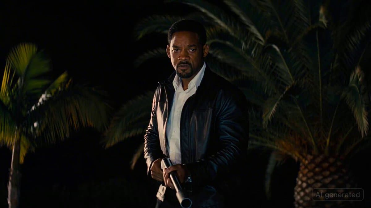 Tarantino-Style Hollywood Night Scene with Will Smith and a Flamethrower preview