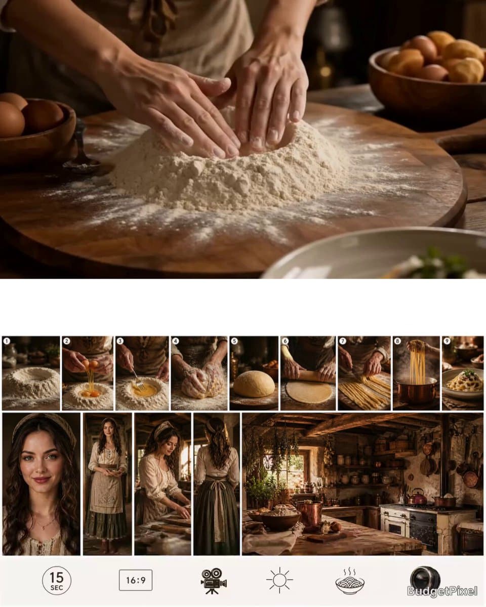 Chronological Pasta Cooking Storyboard preview