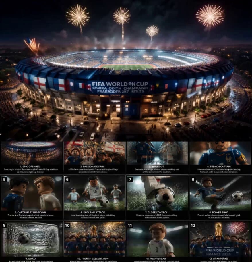 Cinematic LEGO Football Match Storyboard preview