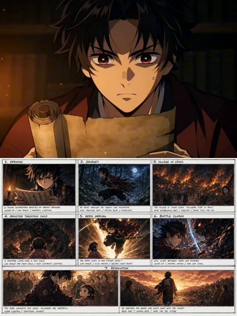 Demon Slayer Style Anime Storyboard preview