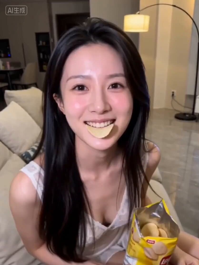 AI Girlfriend Interaction Scene: Feeding Potato Chips preview