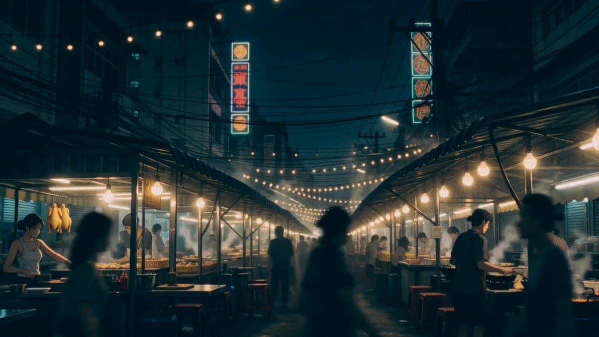 Cinematic Southeast Asian Night Market Cooking preview
