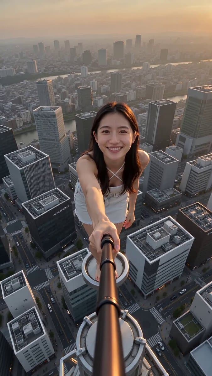 Sunset City Skyscraper Rooftop View preview