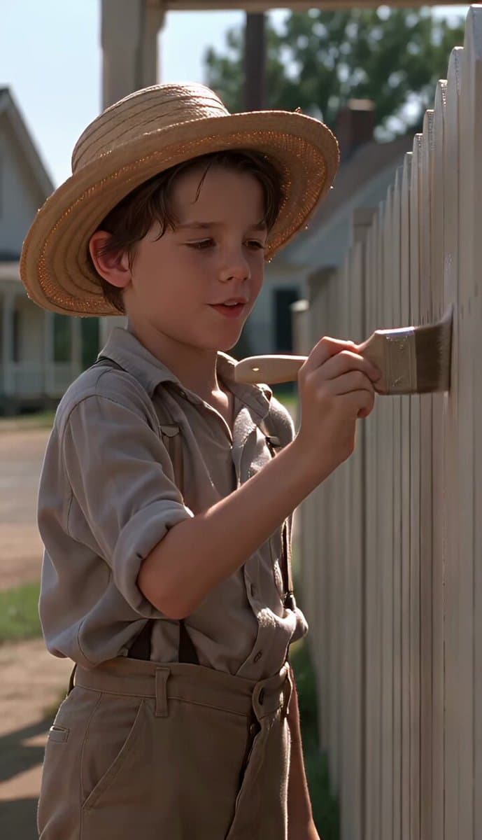 Tom Sawyer Fence Painting Scene preview