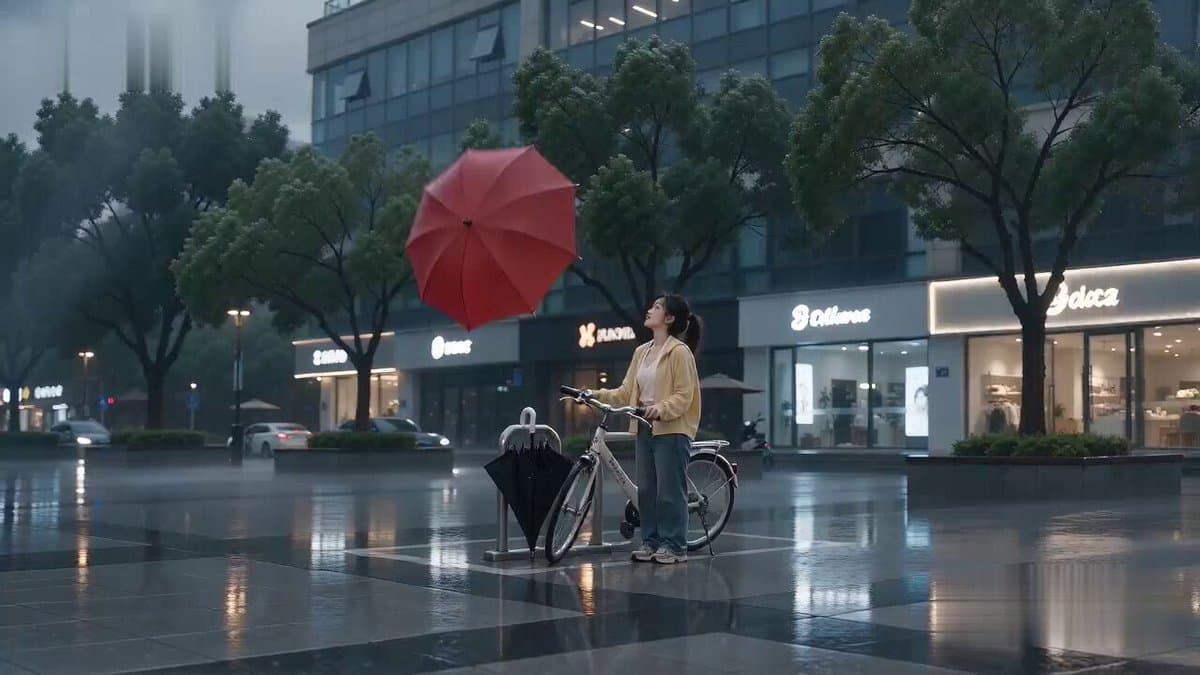 Flying Umbrella Array Cinematic Comedy Prompt preview