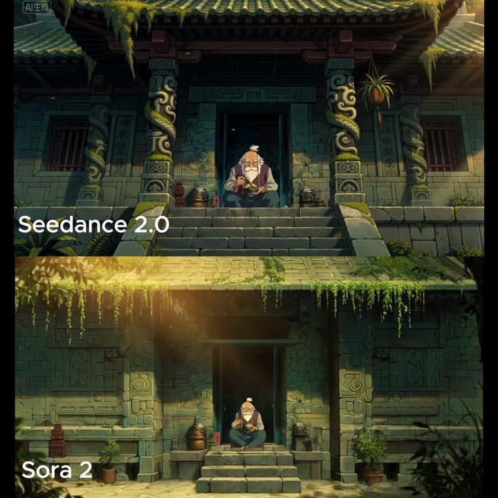 Wide cinematic shot of a temple entrance preview