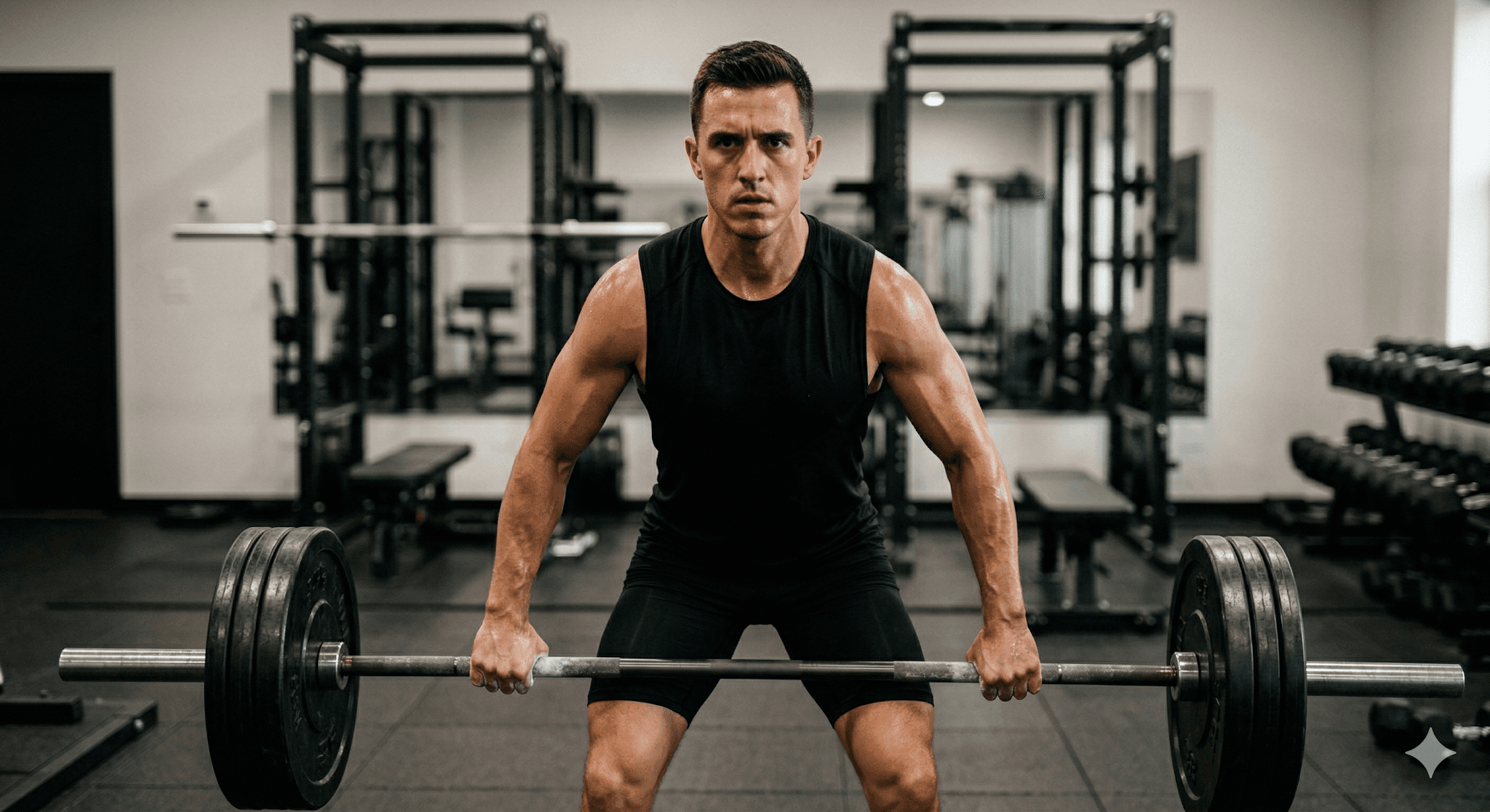 Cinematic Muscular Man Lifting A Barbell In A Modern preview