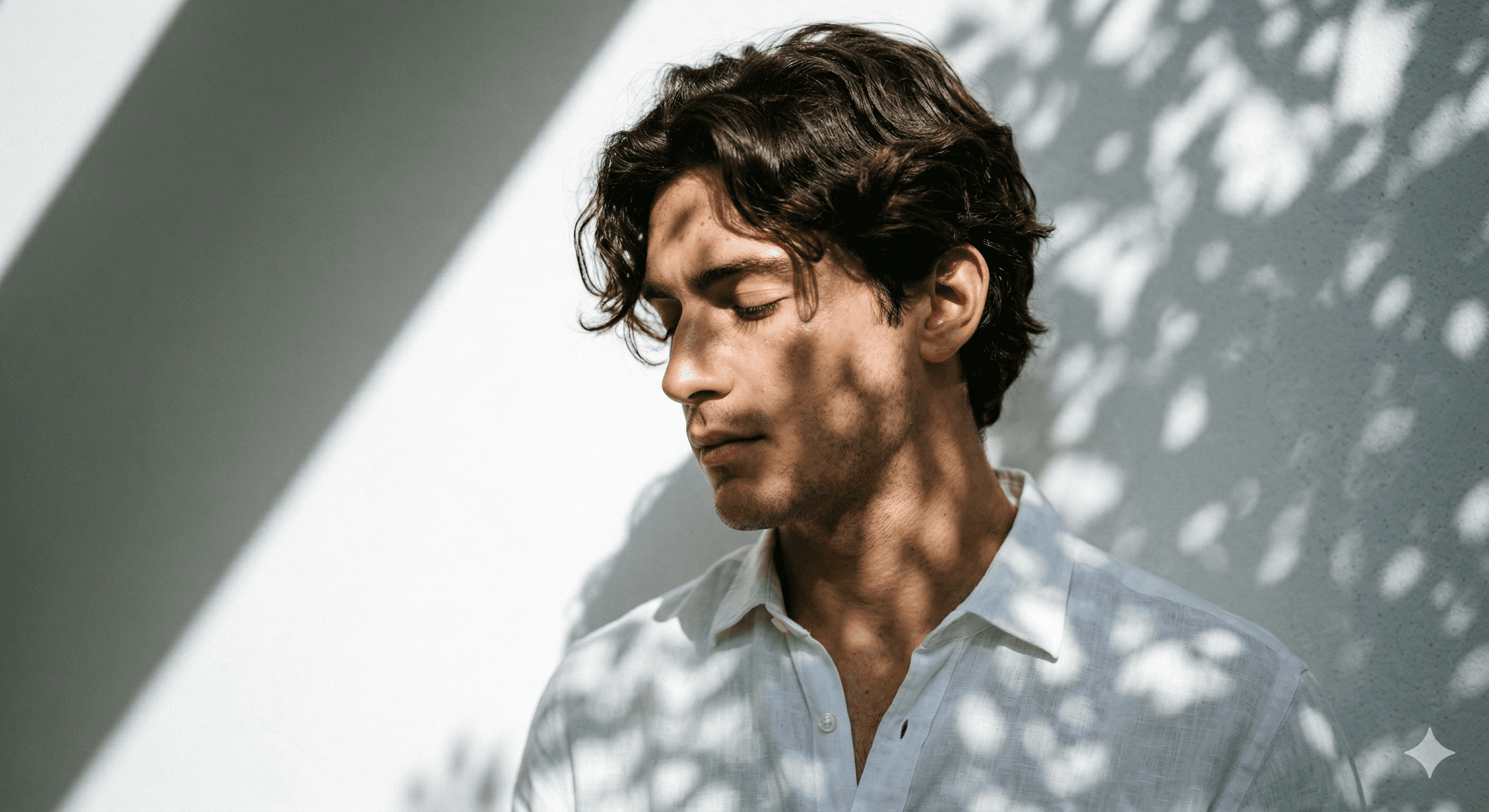 Cinematic Handsome Young Italian Man With Wavy Dark Brown preview